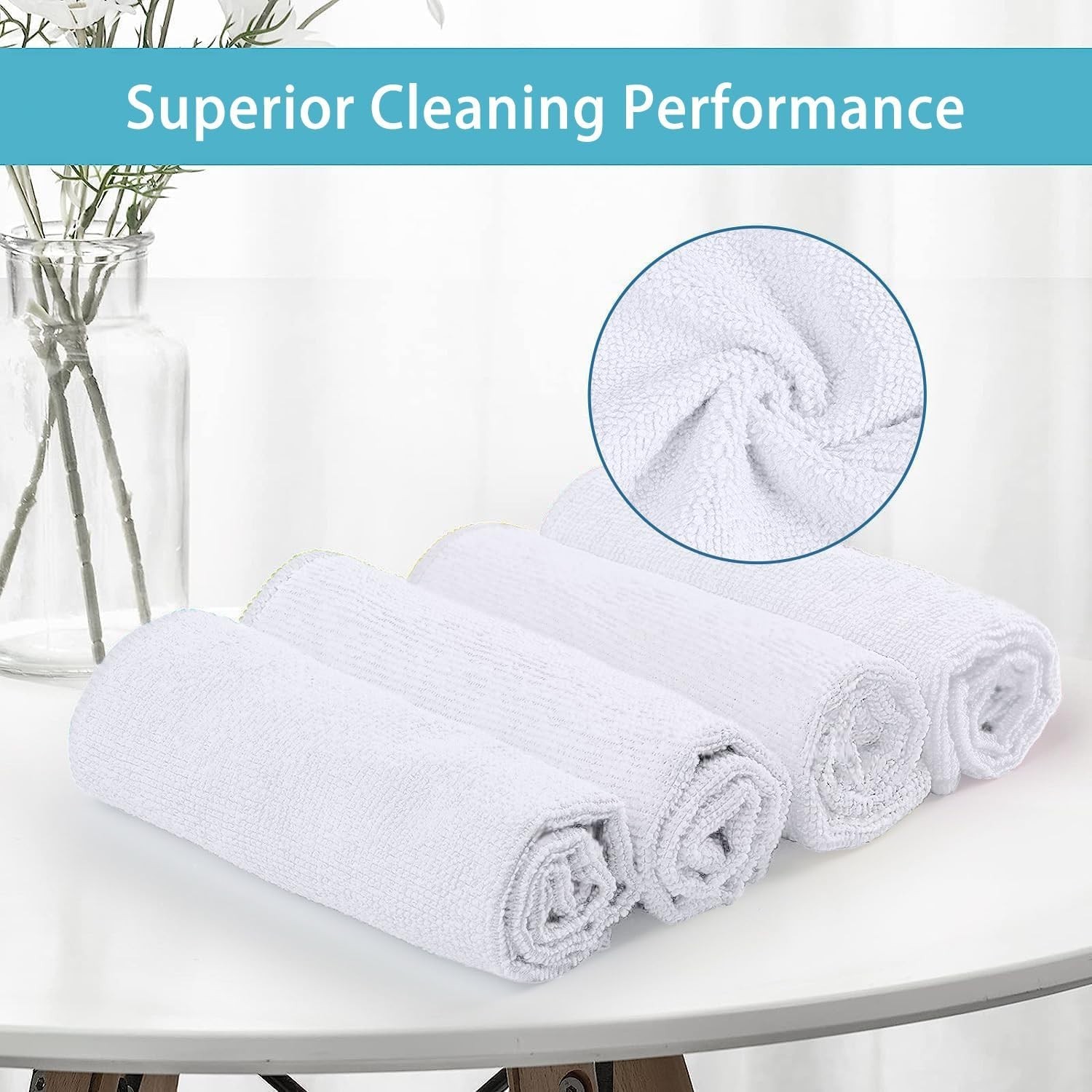 5-Pack White Microfiber Cleaning Cloths – Ultra Absorbent & Lint-Free Towels