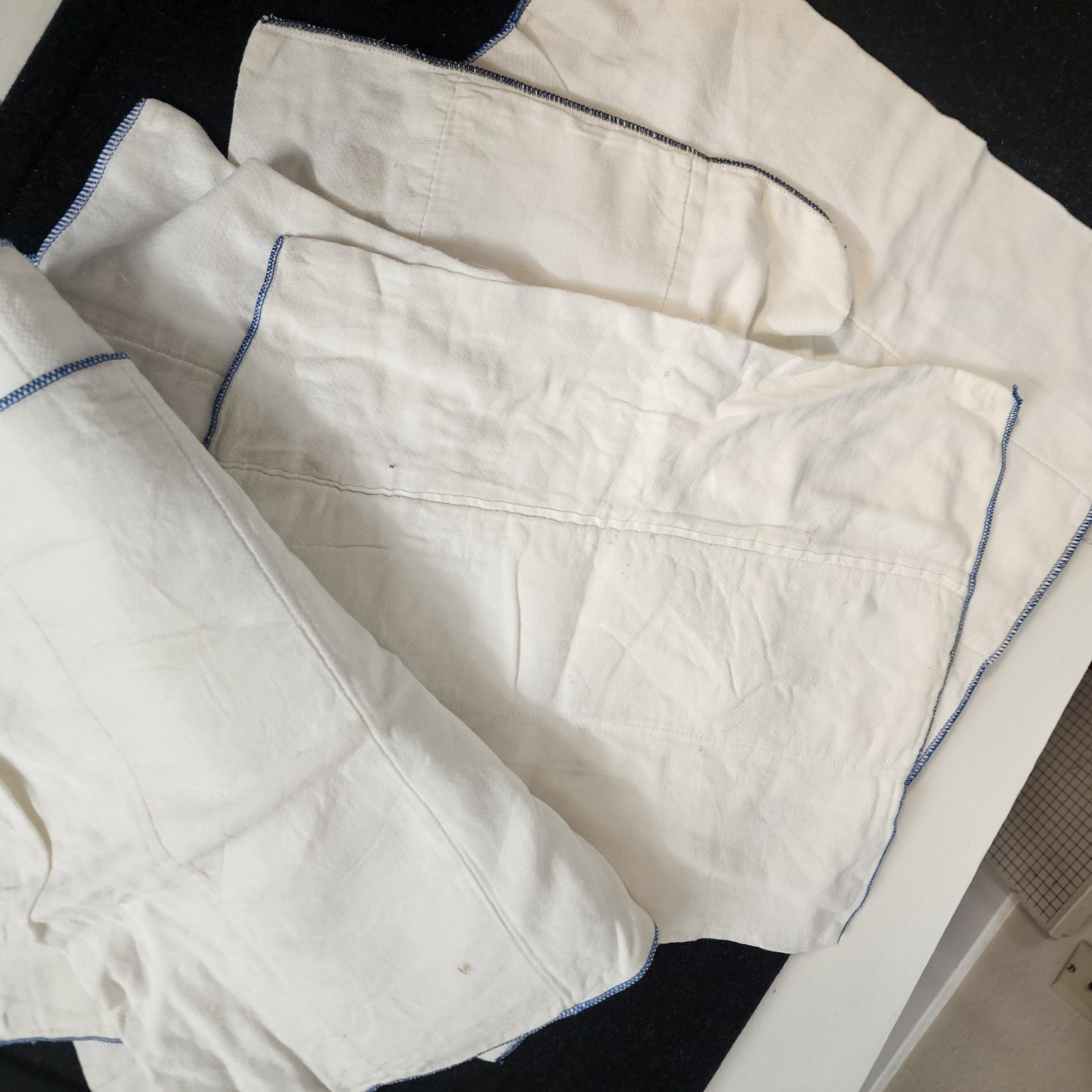 Lot 10 Blue Edge Prefold Cloth rags 14×17 Cotton Birdseye – Washed Clean