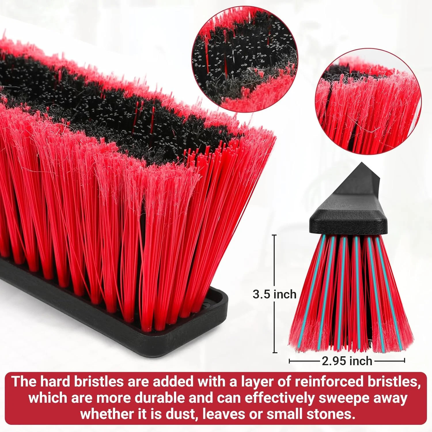 24″ Push Broom with 63″ Long Handle, Heavy Duty Broom for Floor Sweeping, Stiff