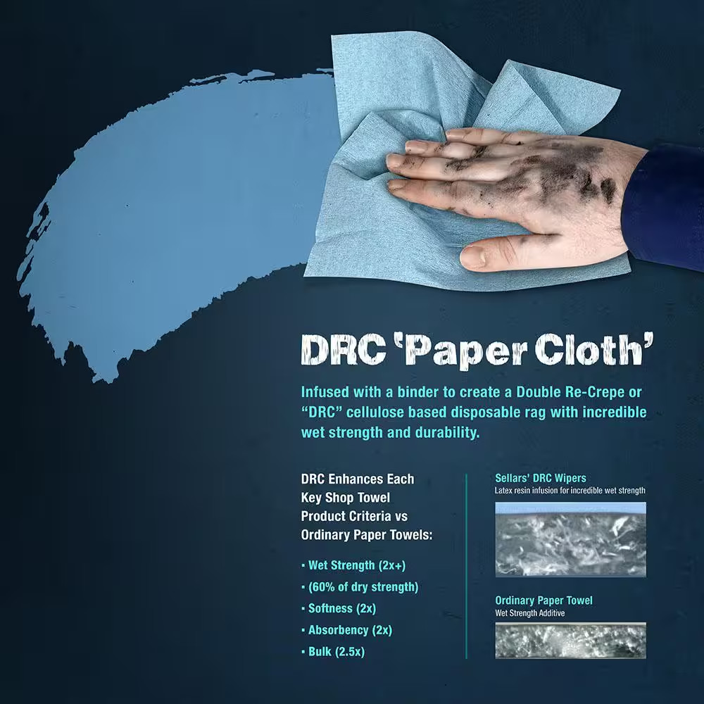 Z400 Blue 55-Count Roll of Shop Towel Cleaning Wipes
