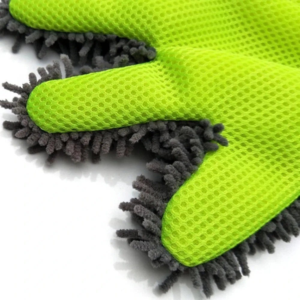 5-finger Car Wash Mitt Scratch Free Microfiber Cleaning Gloves Auto Chenille