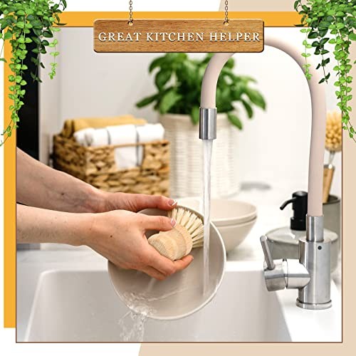 12 Pcs Bamboo Dish Brush – Wooden Scrubber Sisal Bristle Kitchen Wood Brushes