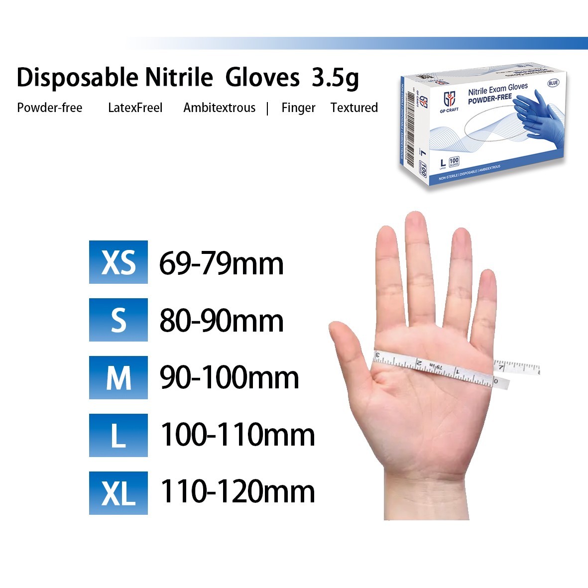 1000pcs Disposable Nitrile Gloves Bulk Box Powderless Latex Free Food Service