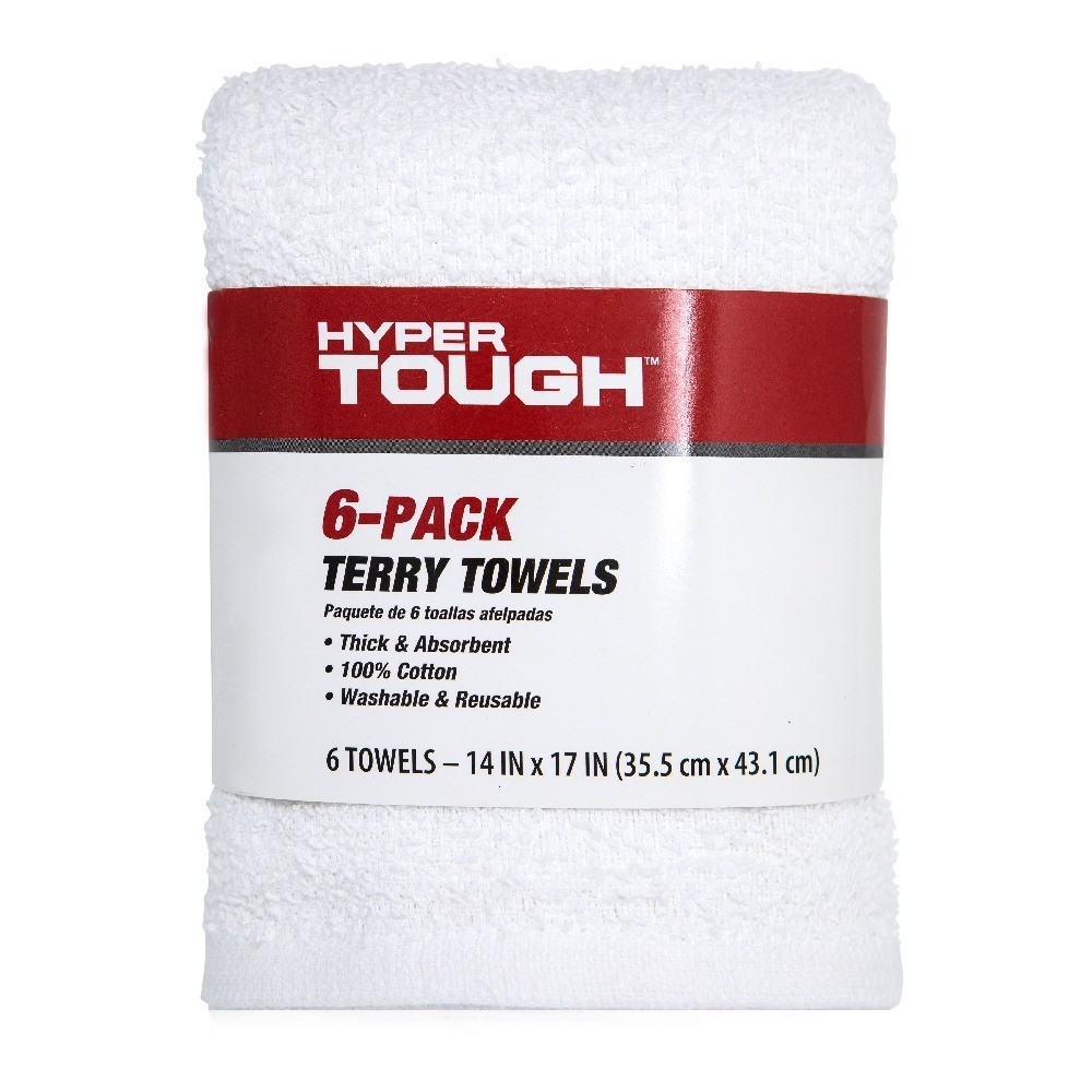 White Cotton Terry Towels 6-Pack Bath Hand Towels 14 x 17 Inches