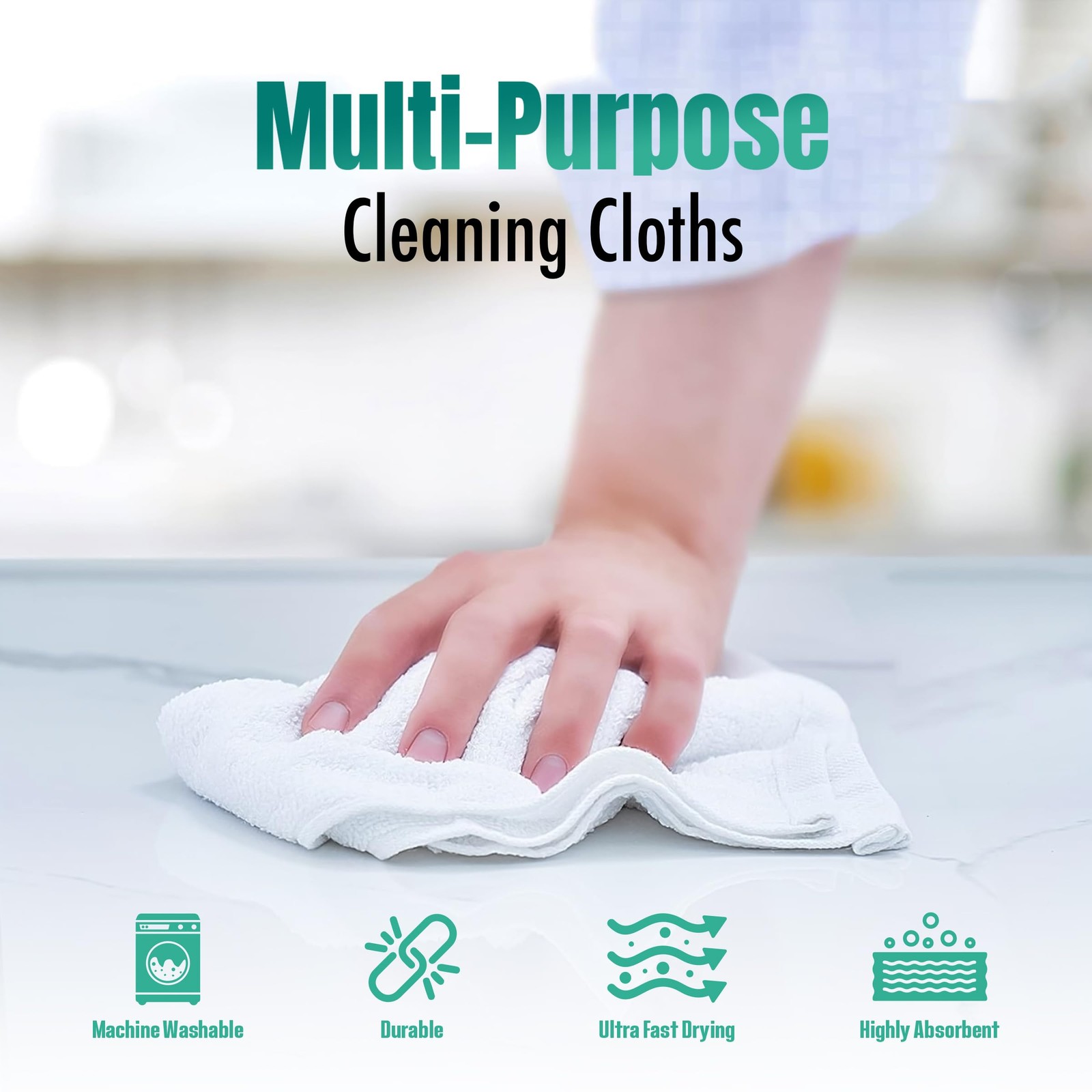 Terry Towels Pack of 60 (14″ X 17″ Inches) 100% Cotton Terry Barmop Towels – …