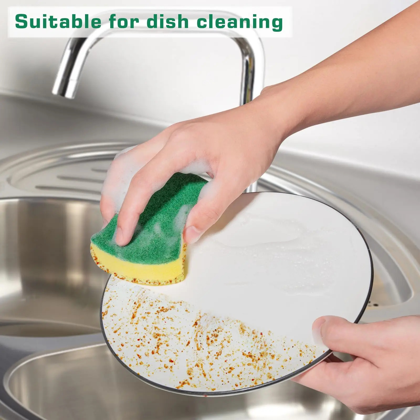 10pcs Cleaning Sponges Dish Scrubber Soft & Heavy Duty Microfiber Kitchen Sponge