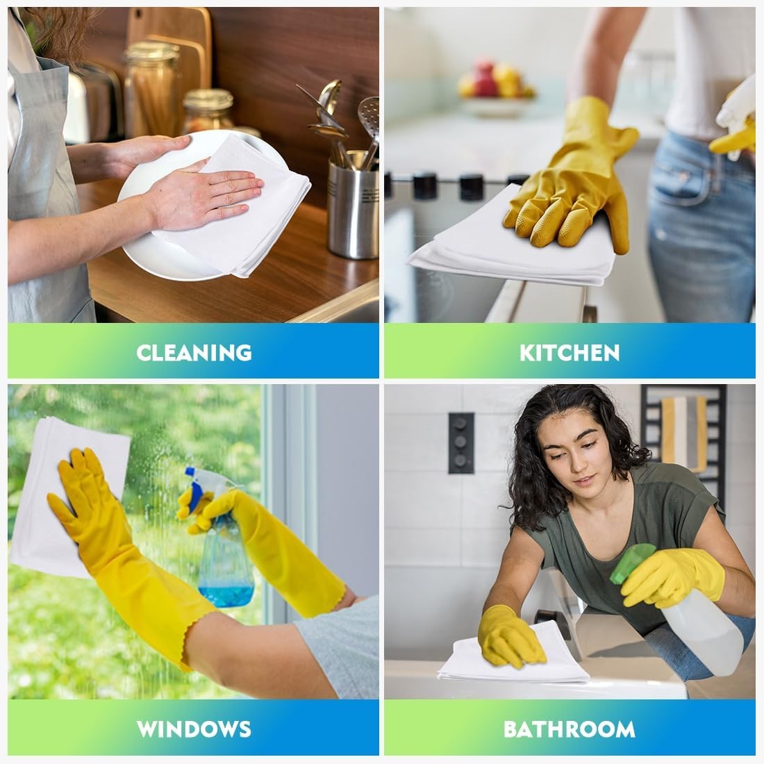 White Microfiber Cleaning Cloth 12 Pack, 12.5 x 12.5 inch Microfiber Towels for