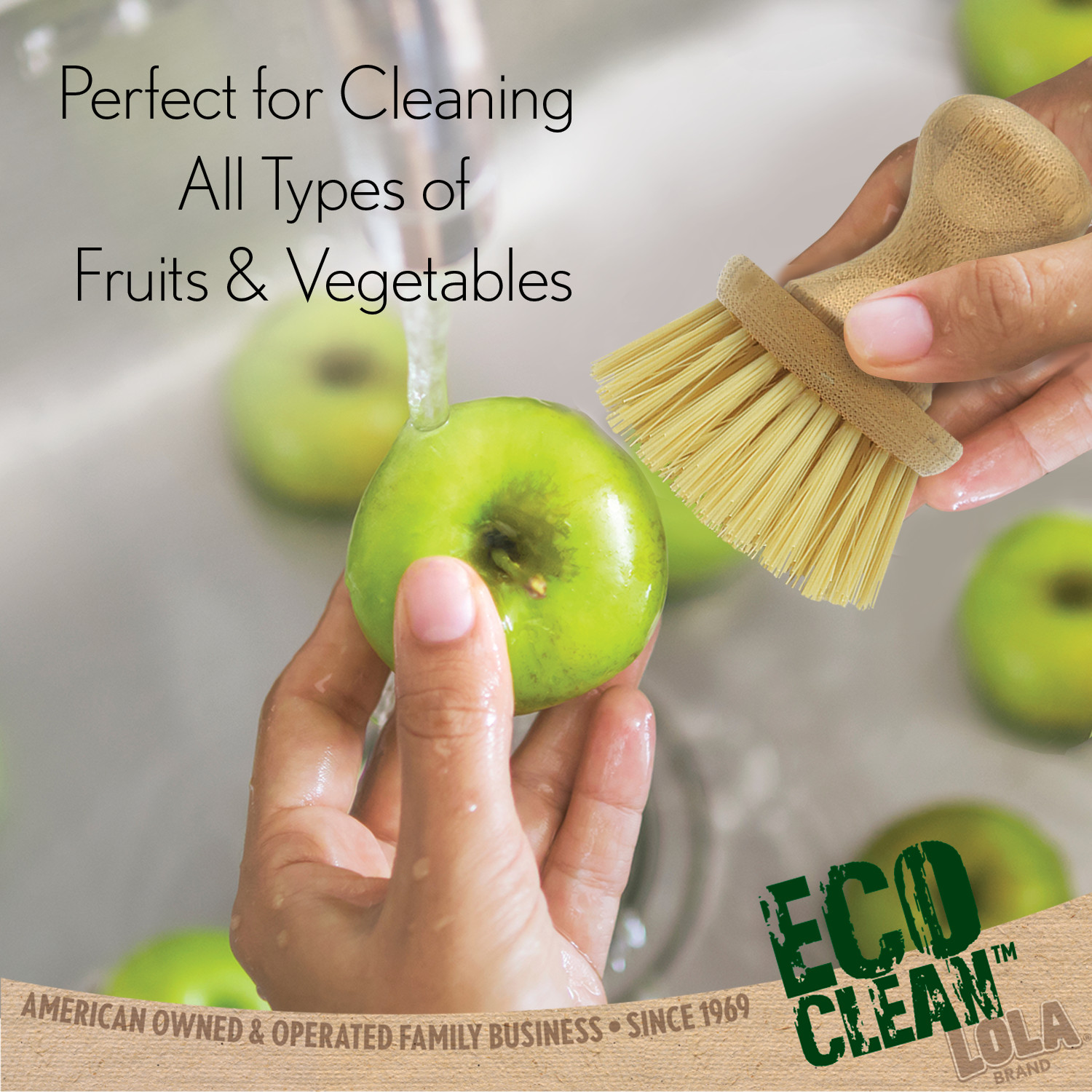 Vegetable Brush w/ Bamboo Knob – Fibers are Recycled Bottles by LOLA