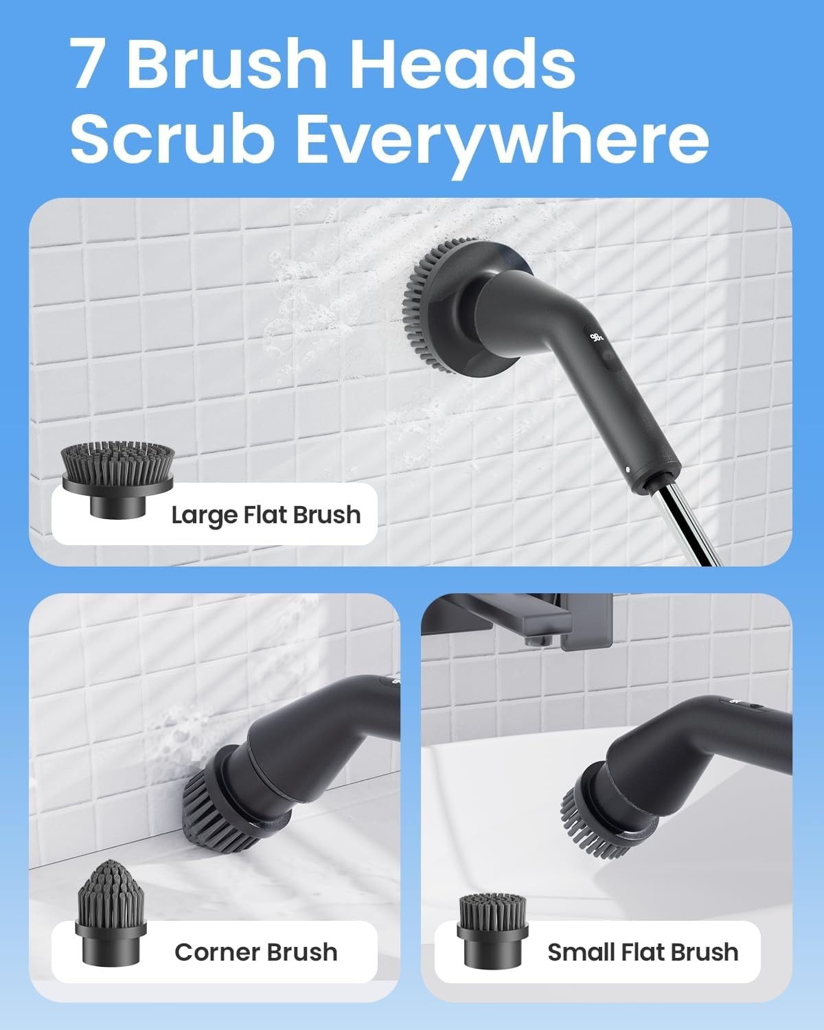 Cordless Spin Scrubber with 7 Brush Heads G1N