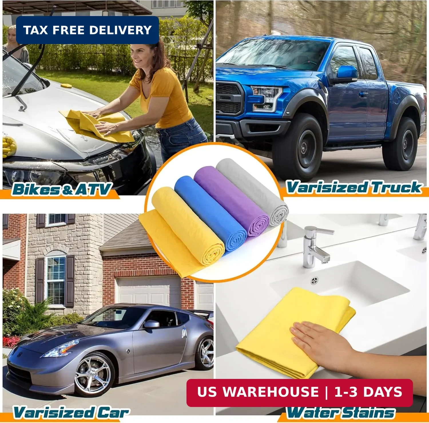 Premium Shammy Towel for Car, Super Absorbent 2 Pack 26″”x17″” Car Drying Towel,