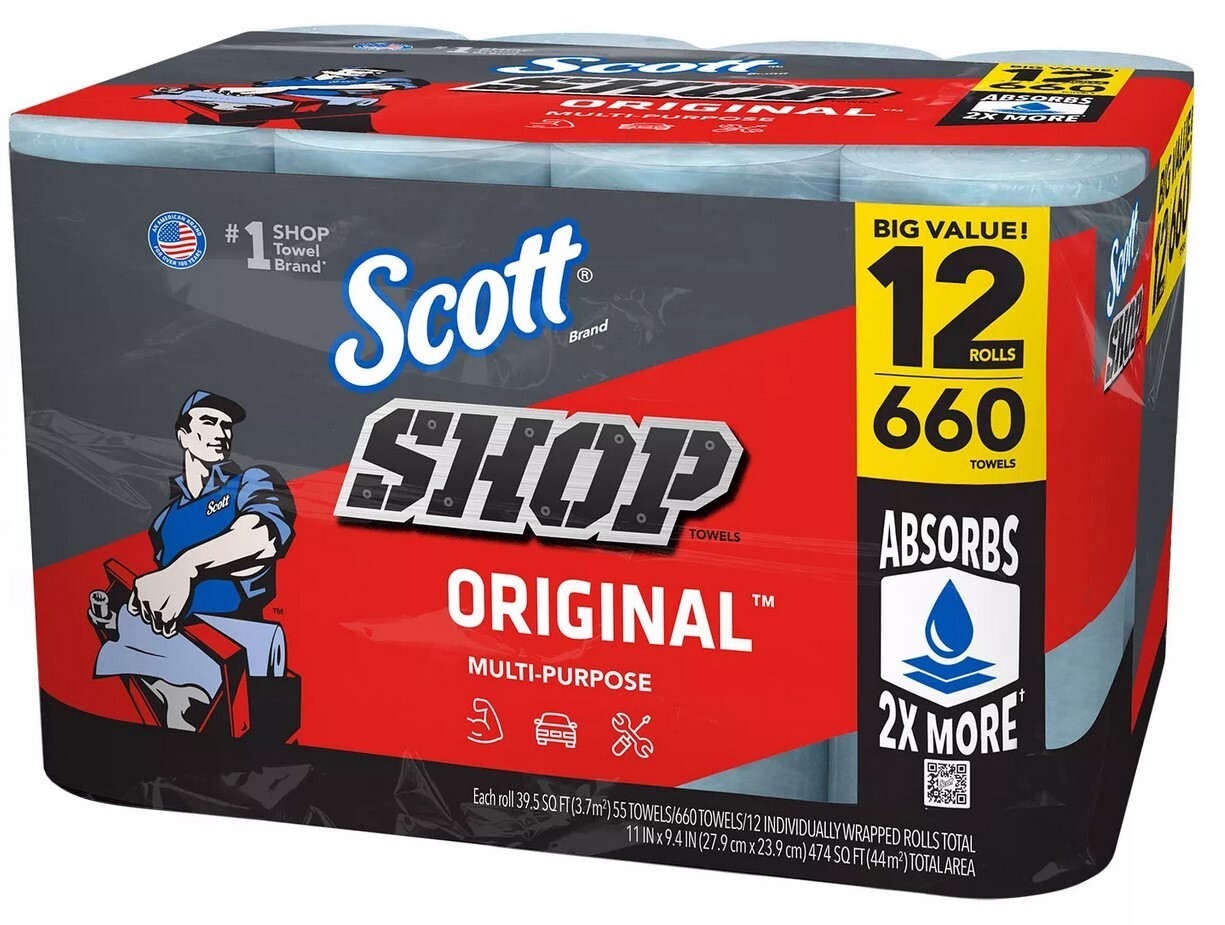 36 Rolls Scott Professional Multi-Purpose Shop Towels, 55 Sheets per Roll