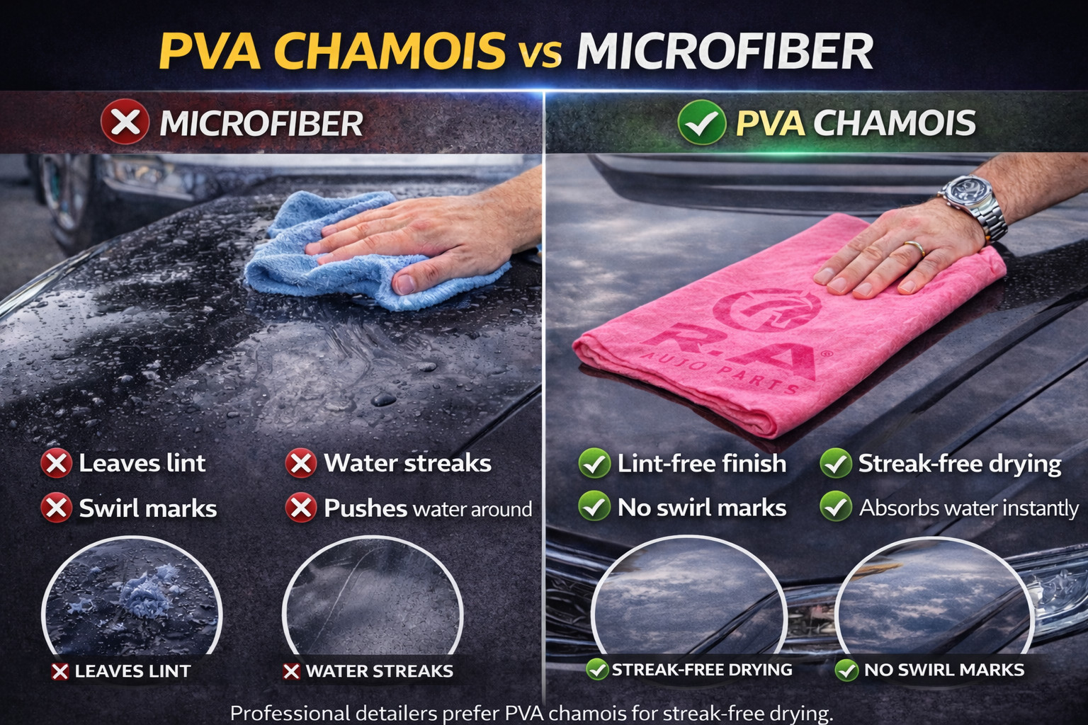 R.A. Premium 26×17 Shammy Cloth for Car Drying-Super Absorbent Synthetic Chamois