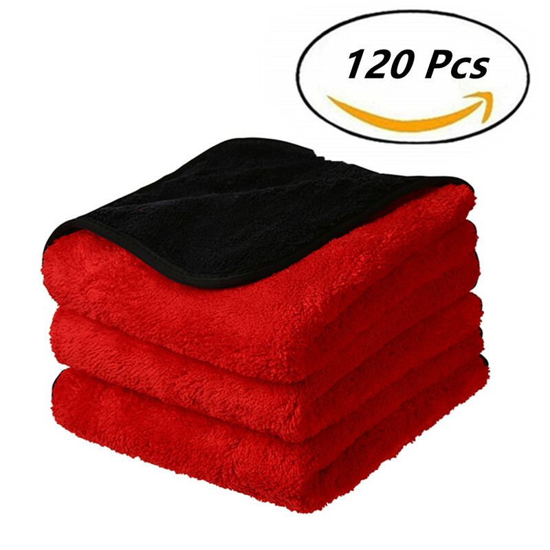 1200GSM Ultra Plush Microfiber Cleaning Towels Professional Wash Drying 120 Pcs