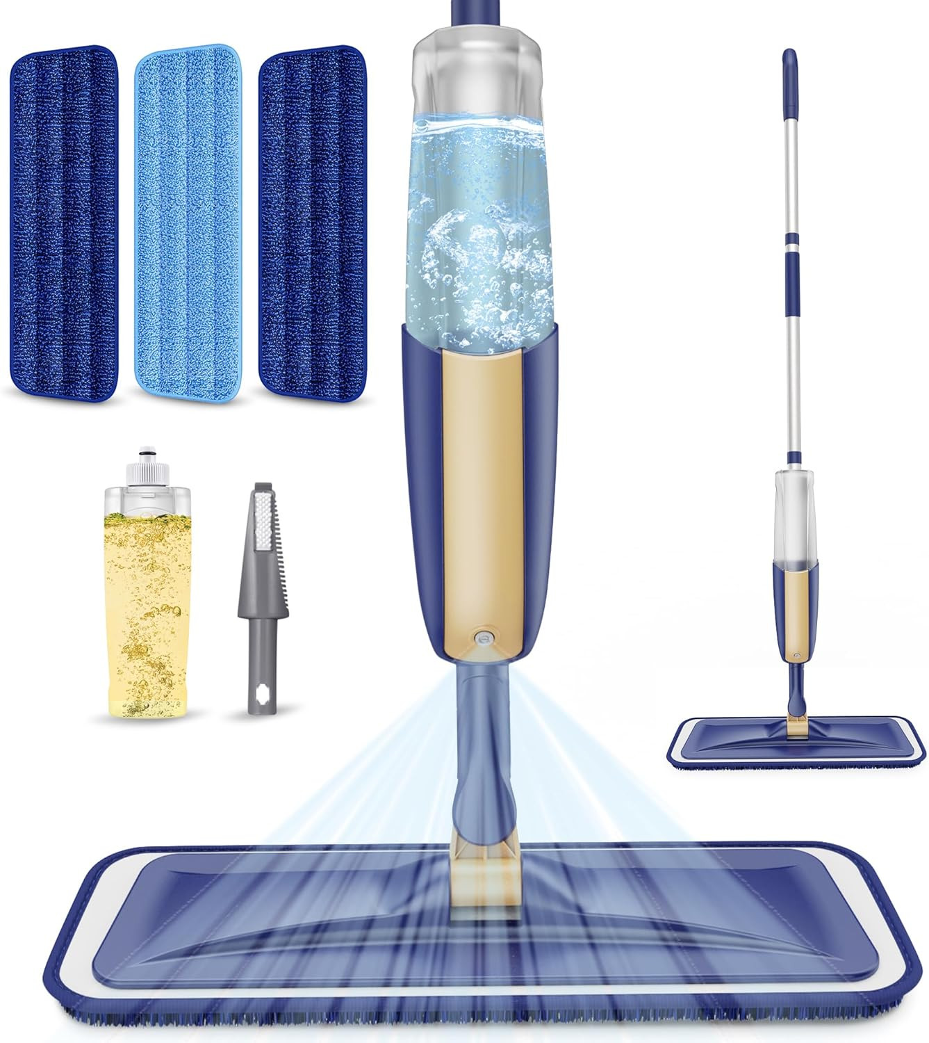 Spray Mop Floor Cleaner Wet Dry Flat Mop w/ 3 Reusable Pads for Hardwood Tile