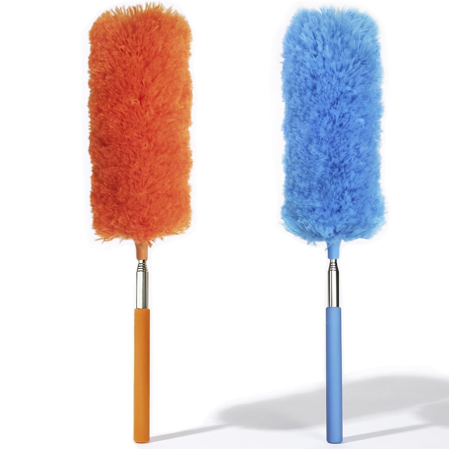 2 Pack Small Washable Microfiber Feather Dusters Orange Blue