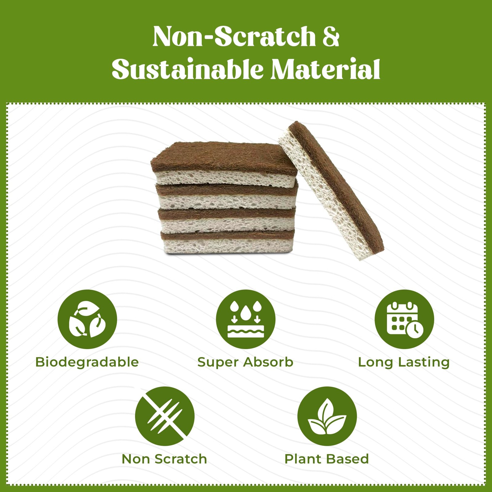 12 Pack Natural Kitchen Sponges Biodegradable, Compostable, Sustainable Wood…