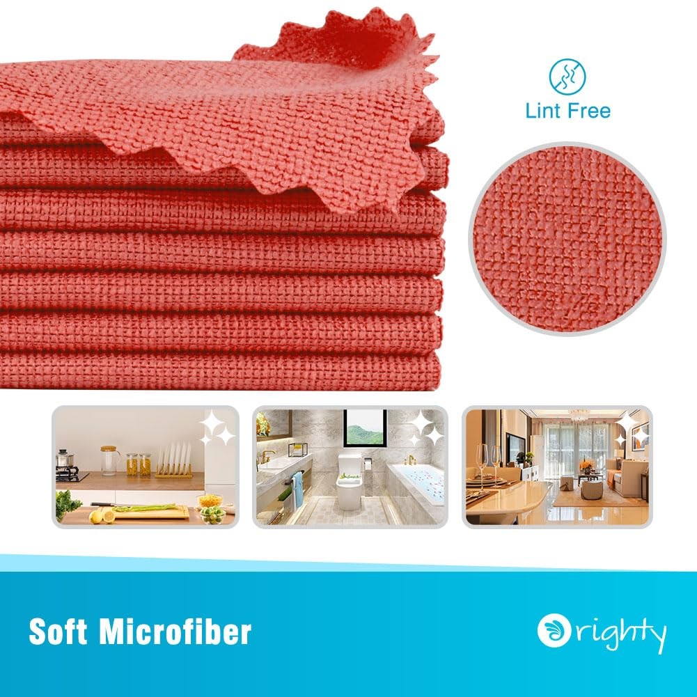 Orighty Microfiber Cleaning Cloth Bulk, 50 Pack Shop Towels 12×12 Inch, Red | Re