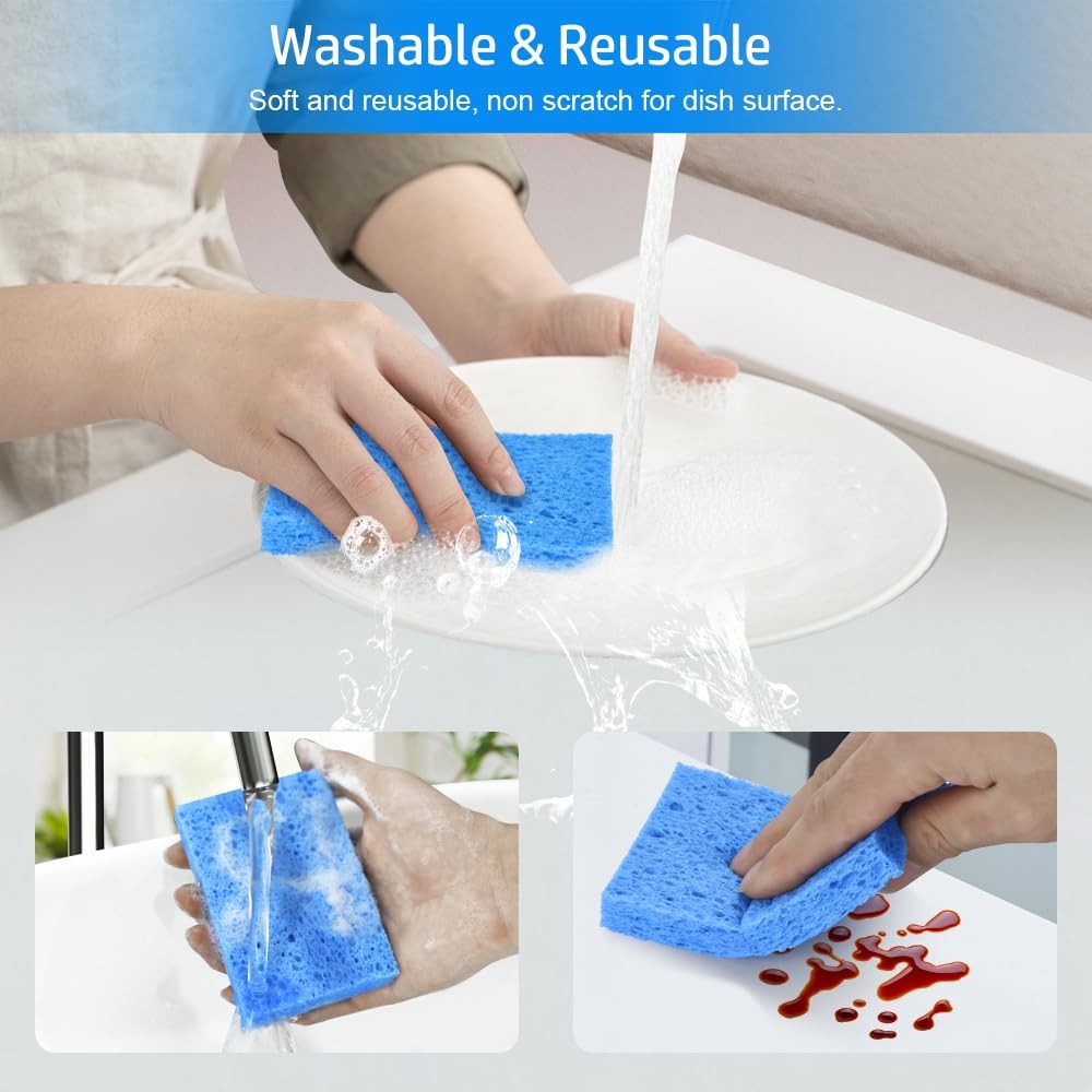 8PCS Compressed Kitchen Sponges for Household Use, Zero Scratch Multicolor
