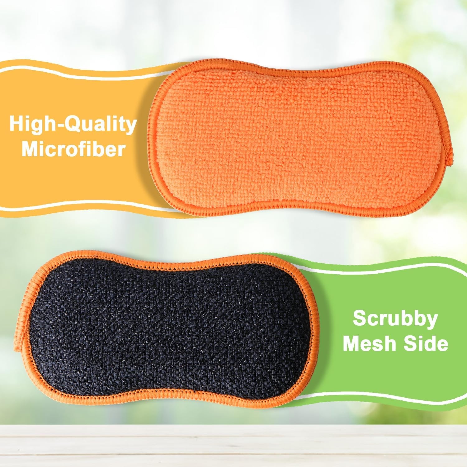 12Pack Dish Sponges Kitchen, Non-Scratch Microfiber Sponges for Cleaning,