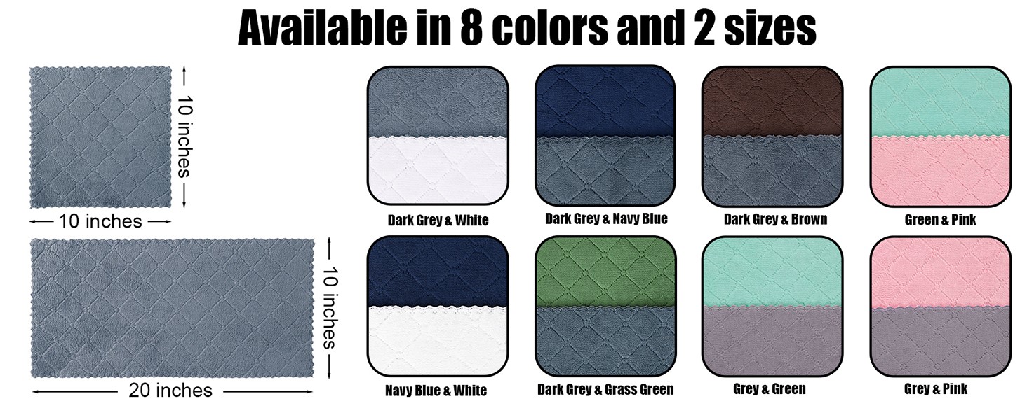 12 Pack Soft and Absorbent Kitchen Cloths, Grey & Green | Super Soft and
