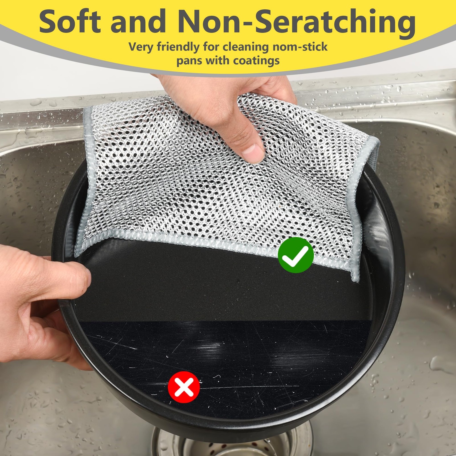 Double-Layer Multipurpose Wire Dishwashing Rag, Non Scratch Wire Dishcloth, S…
