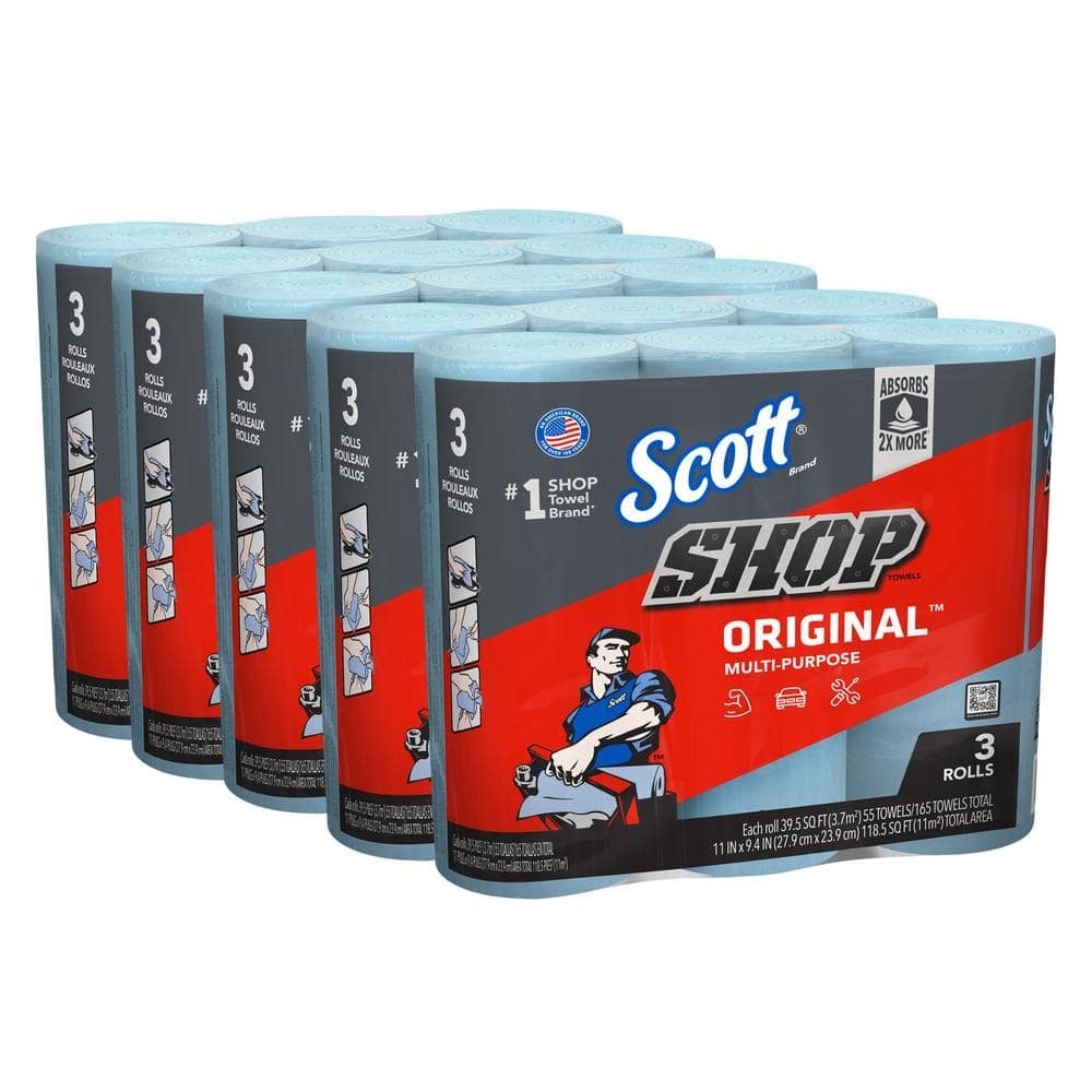 Scott Blue Shop Towels 3 Pack Heavy Duty Cleaning Wipes Oil Grease Absorbent