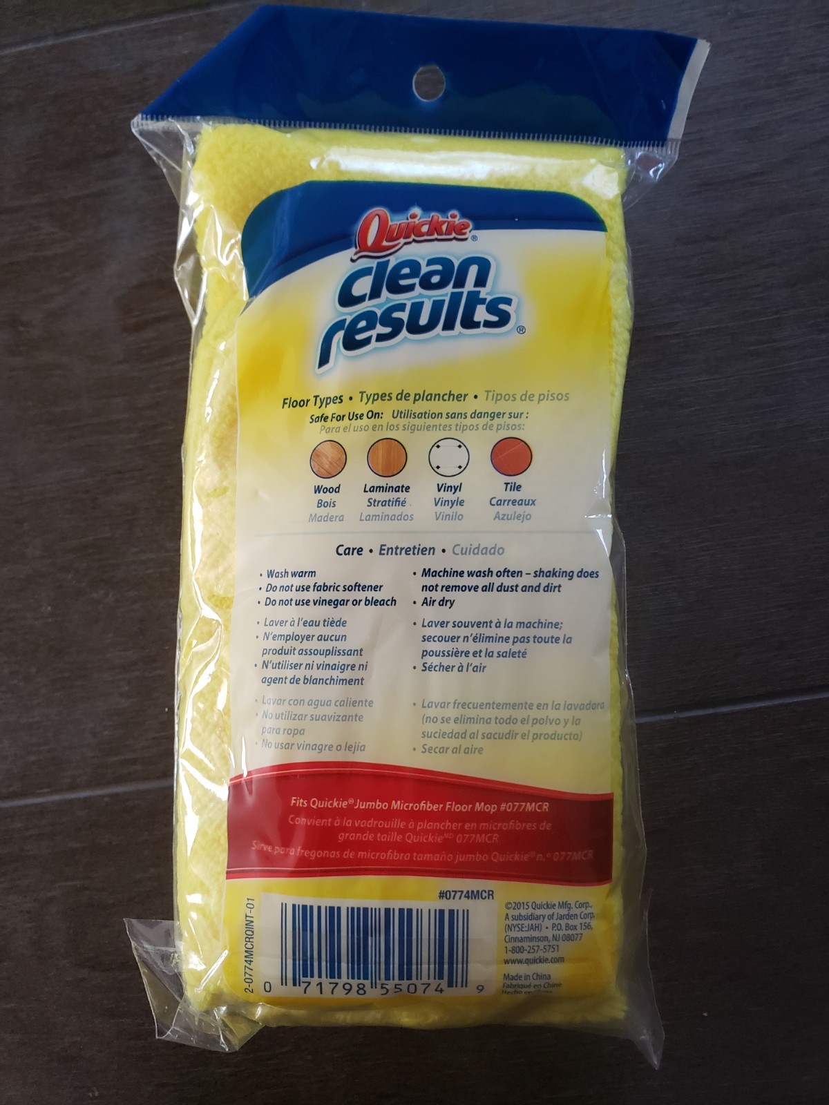 Quickie Clean Results Jumbo Microfiber Floor Mop Refill #007MCR Wood Vinyl Tile