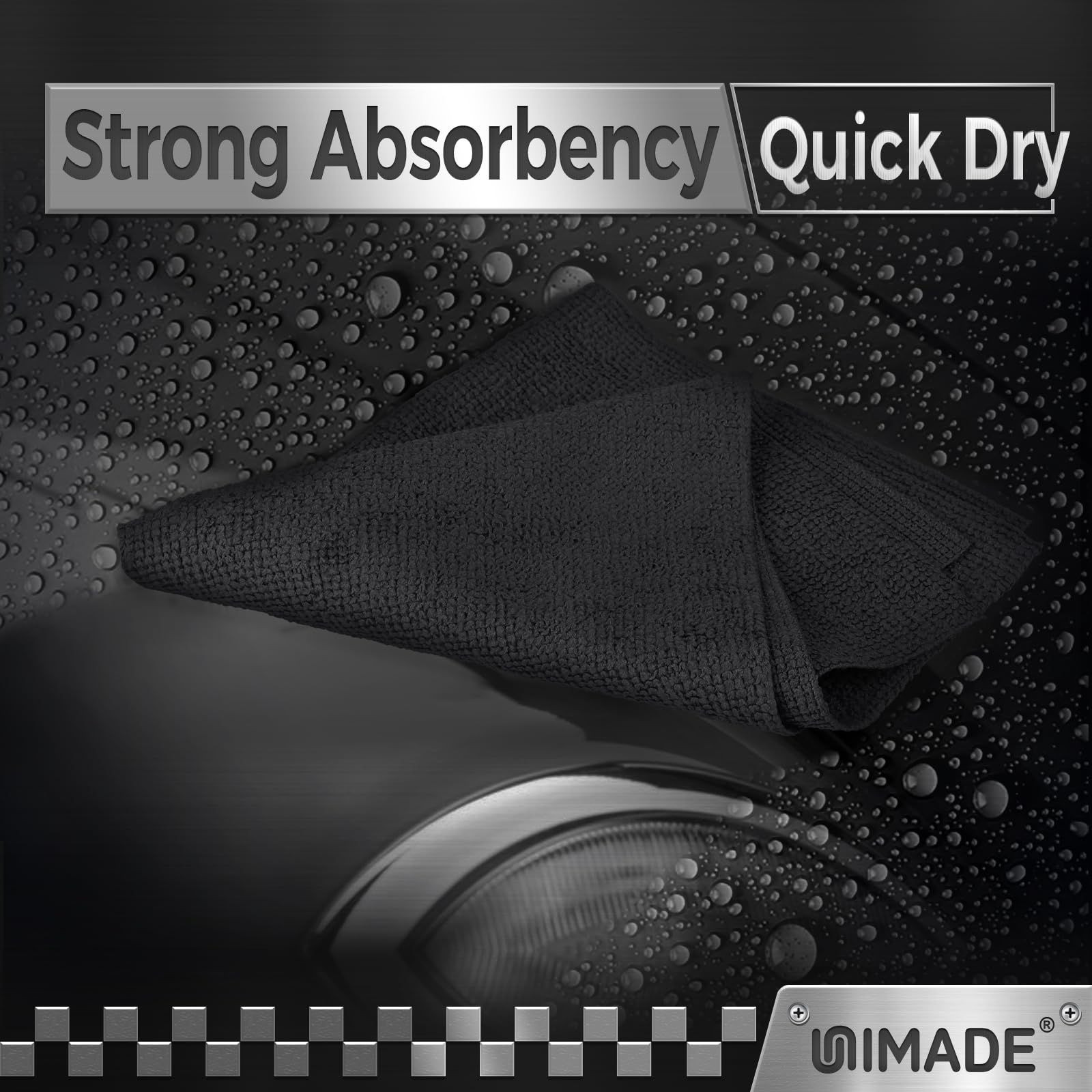 UNIMADE Microfiber Cleaning Cloth, 100 Pack Towels 100pk, Black