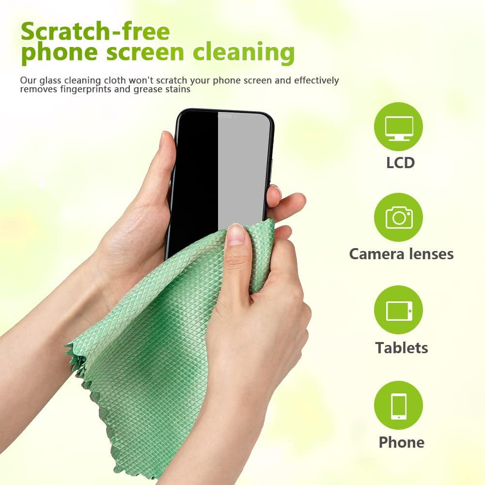 HOMEXCEL Microfiber Glass Cleaning Cloths-6PK 16×14 Lint Free Window Cleani…