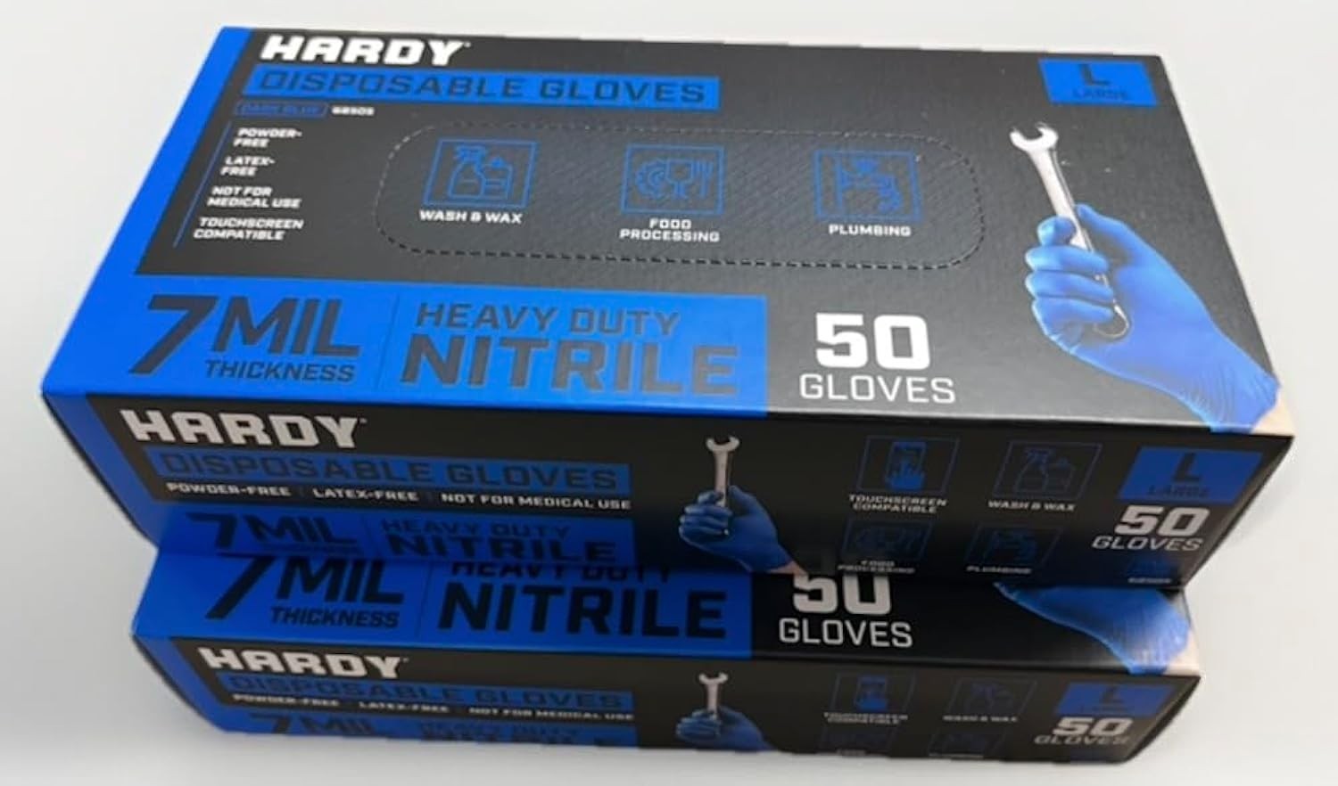 Hardy BLUE Heavy Duty XL Nitrile Disposable Gloves ~50 Gloves Per Box~ 7 MIL