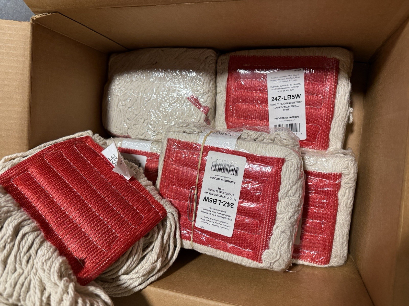 6 Pack Brand New 24OZ 5” Headband Wet Mop White 24Z-LB5W