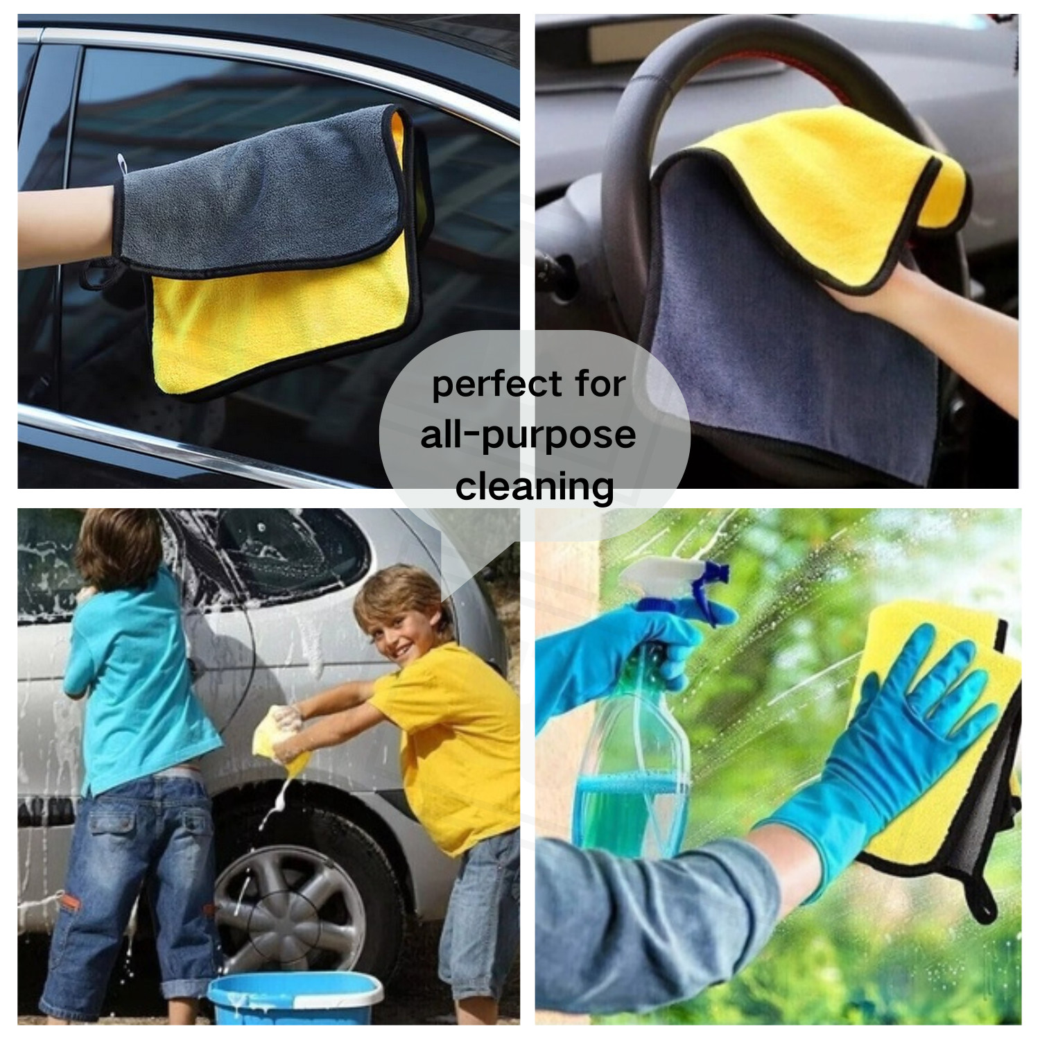 Yellow 10X Car Wash Microfiber Towel 12×12” Cleaning Drying Car Care Soft Cloth