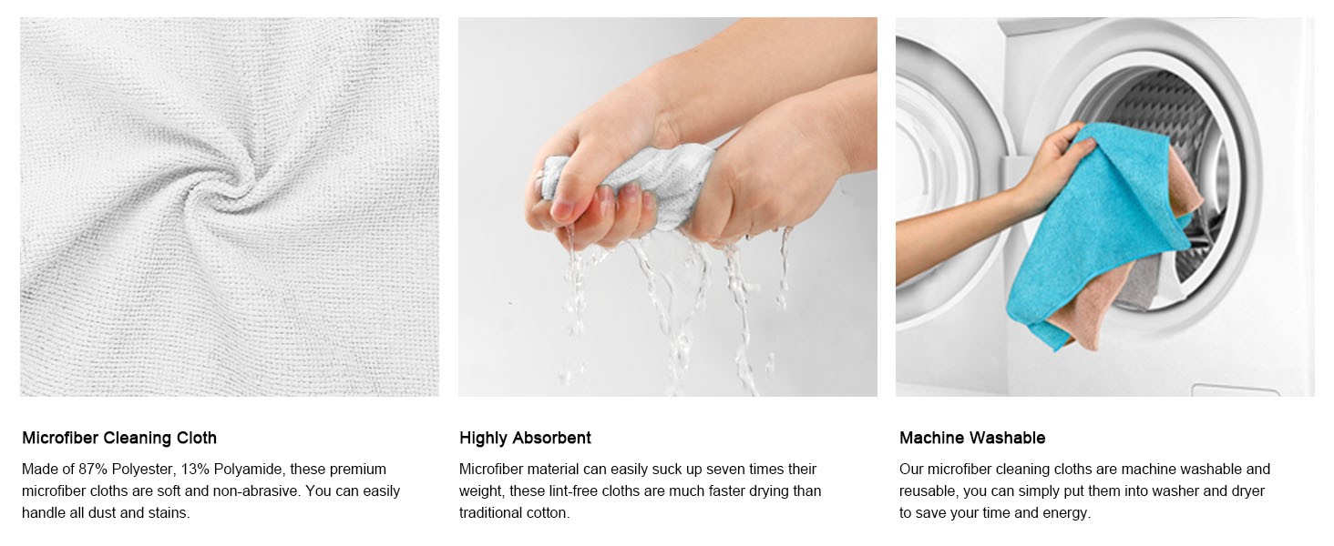Microfiber Cleaning Cloth Pack of 12, Microfiber Towels for Cars, Highly