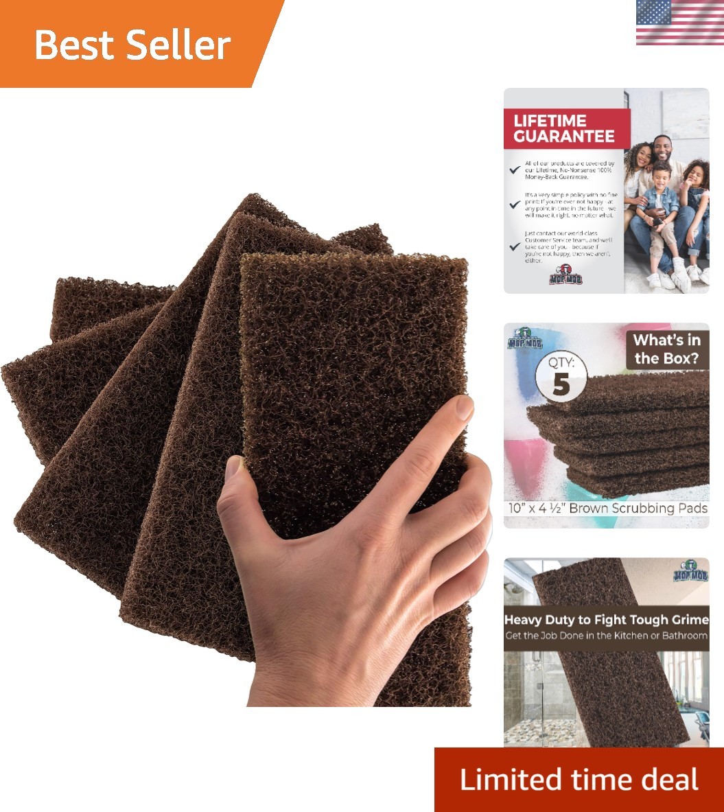 10×4.5in Heavy Duty Scouring Pads – Durable Nylon for Kitchens and Bathrooms