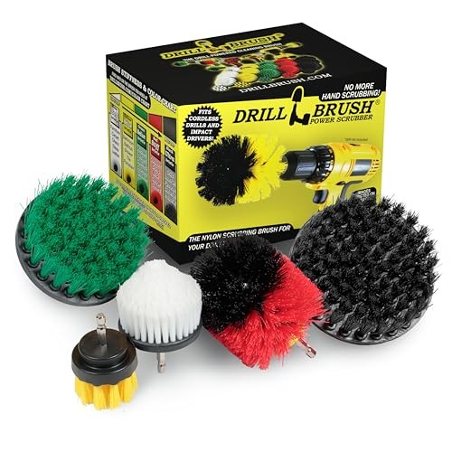 Multipurpose Cleaning Brush Set – Drill Brush White, Yellow, Green, Red, Black