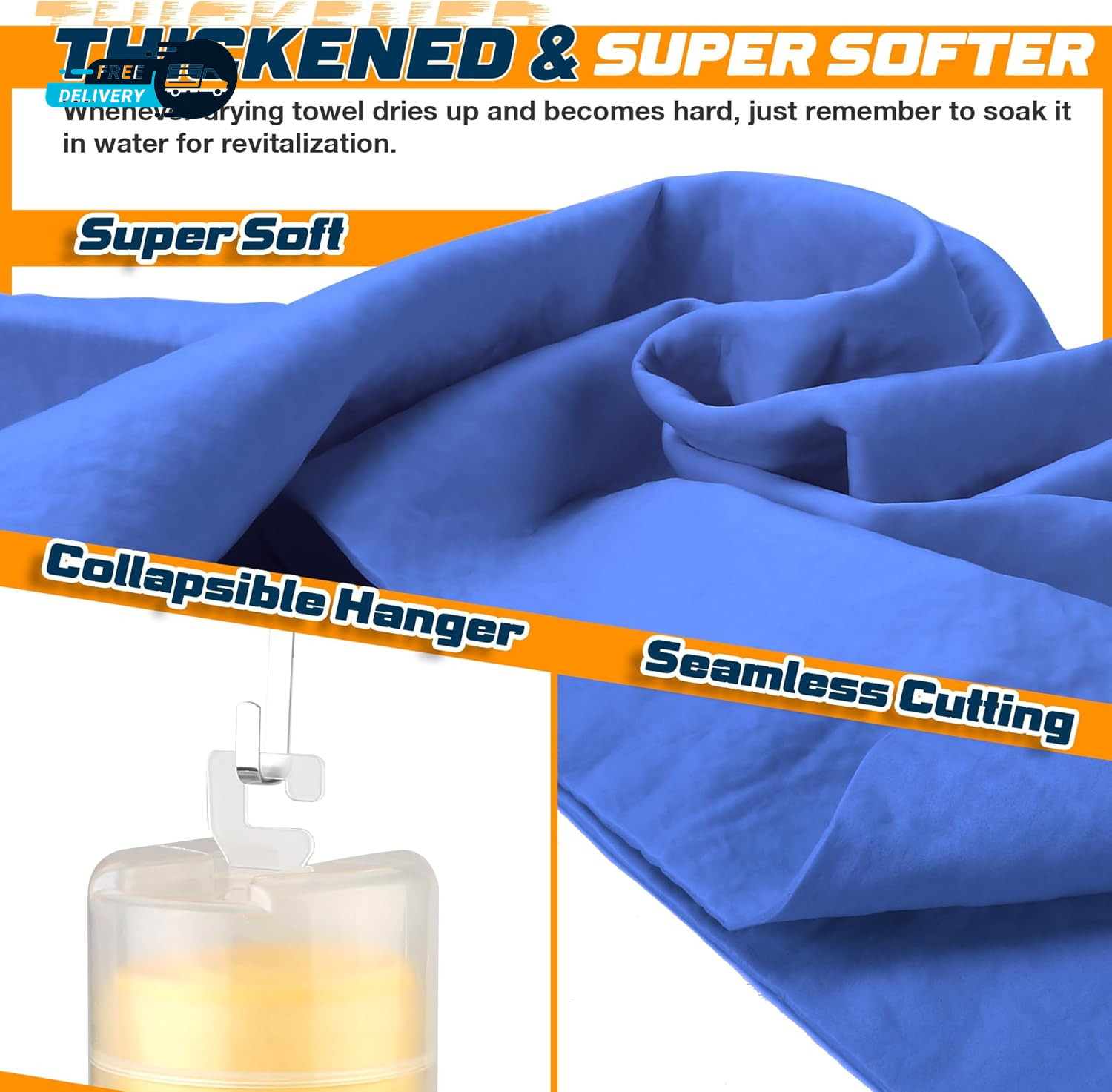 Premium Shammy Towel for Car Super Absorbent 2 Pack 26″”X17″” Car Drying