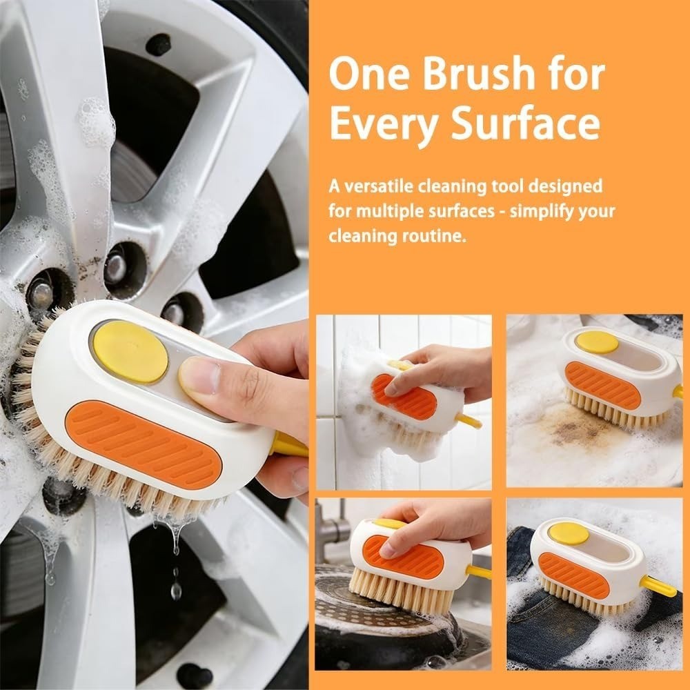 All-in-One Refillable Scrub Brush with Built-in Tank, Press to Dispense Solution