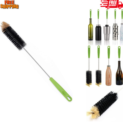 Long Bottle Cleaning Brush 17″ Extra Long Brush for Washing Narrow Black+green