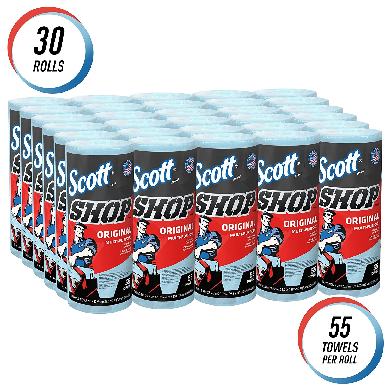 Scott 75130 Shop Roll Towels, DRC, 1-PLY, Blue, 30 Rolls (75130)