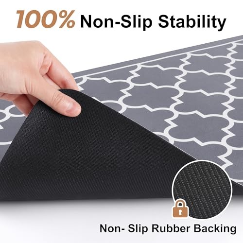 Dish Drying Mat Super Absorbent Drying Mat Large Dish 18″ x 15″ Stylish Grey