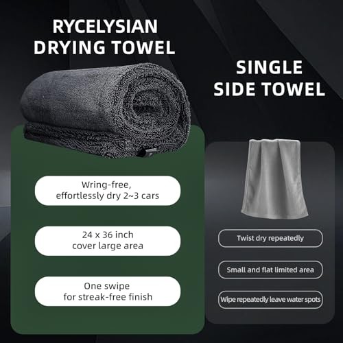 2-Pack 24″ x 36″ 11.8″ x 11.8″ Twisted-Loop Car Drying Towel 1500GSM