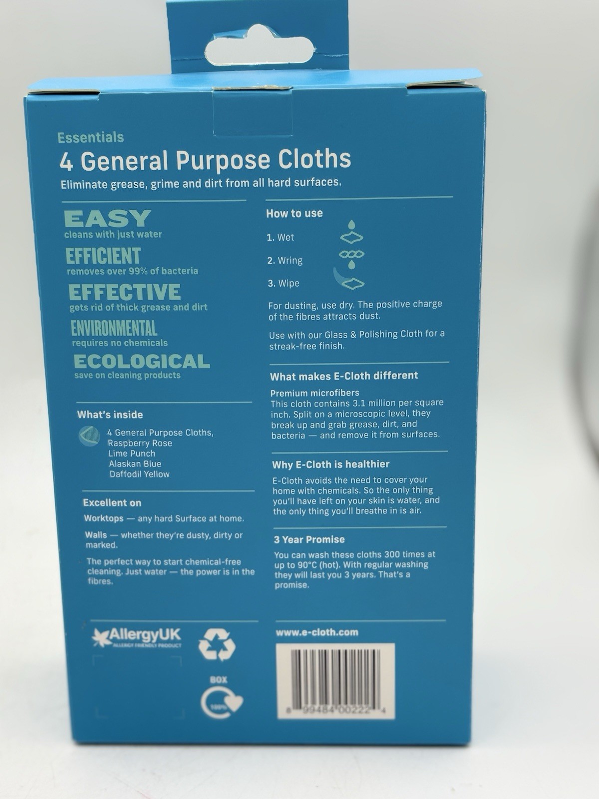 E-Cloth Essentials 4 General Purpose Cleaning Cloths Microfiber New Sealed