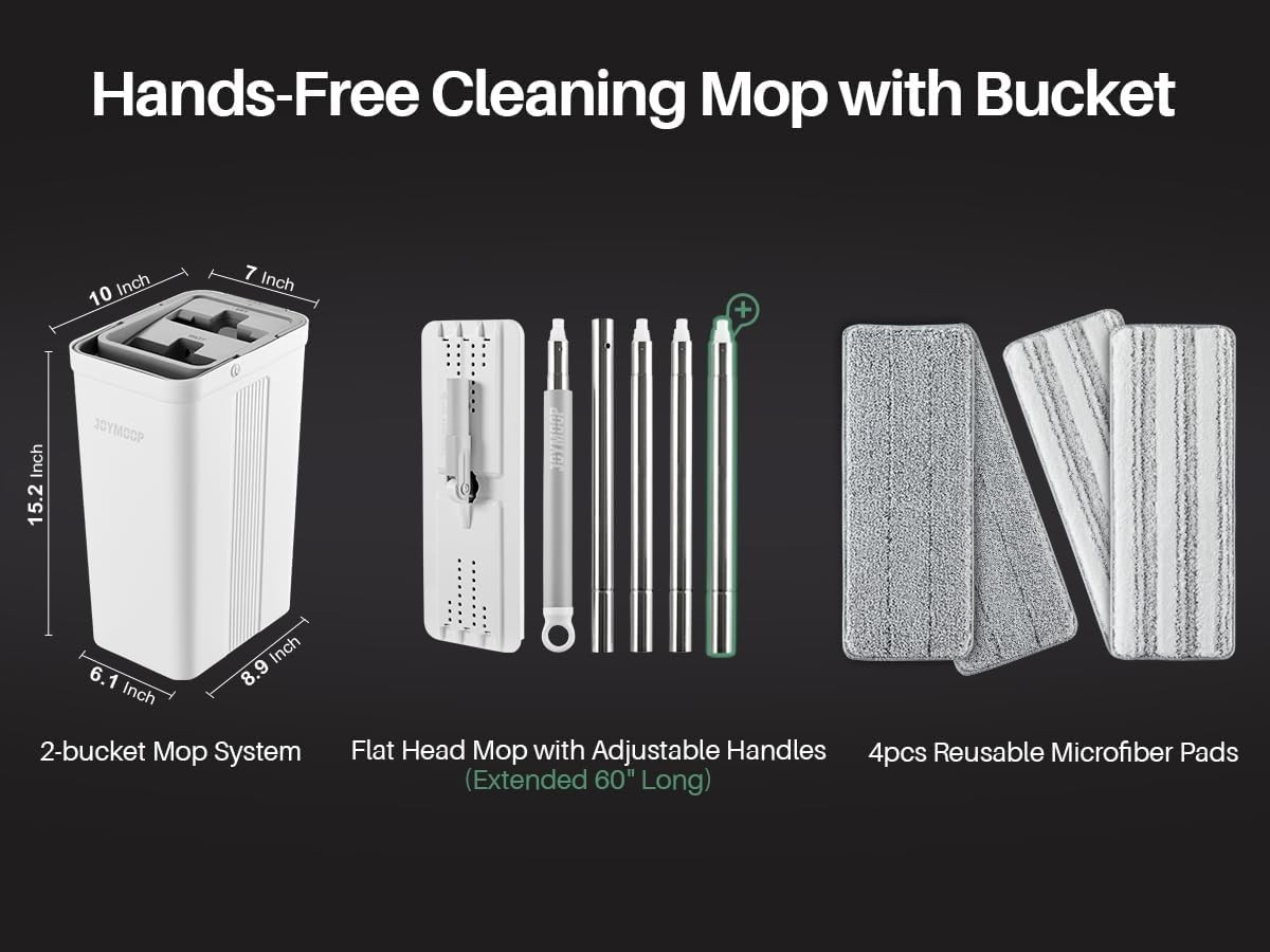 Simplified Mopping with Adjustable Stainless Steel Handle//