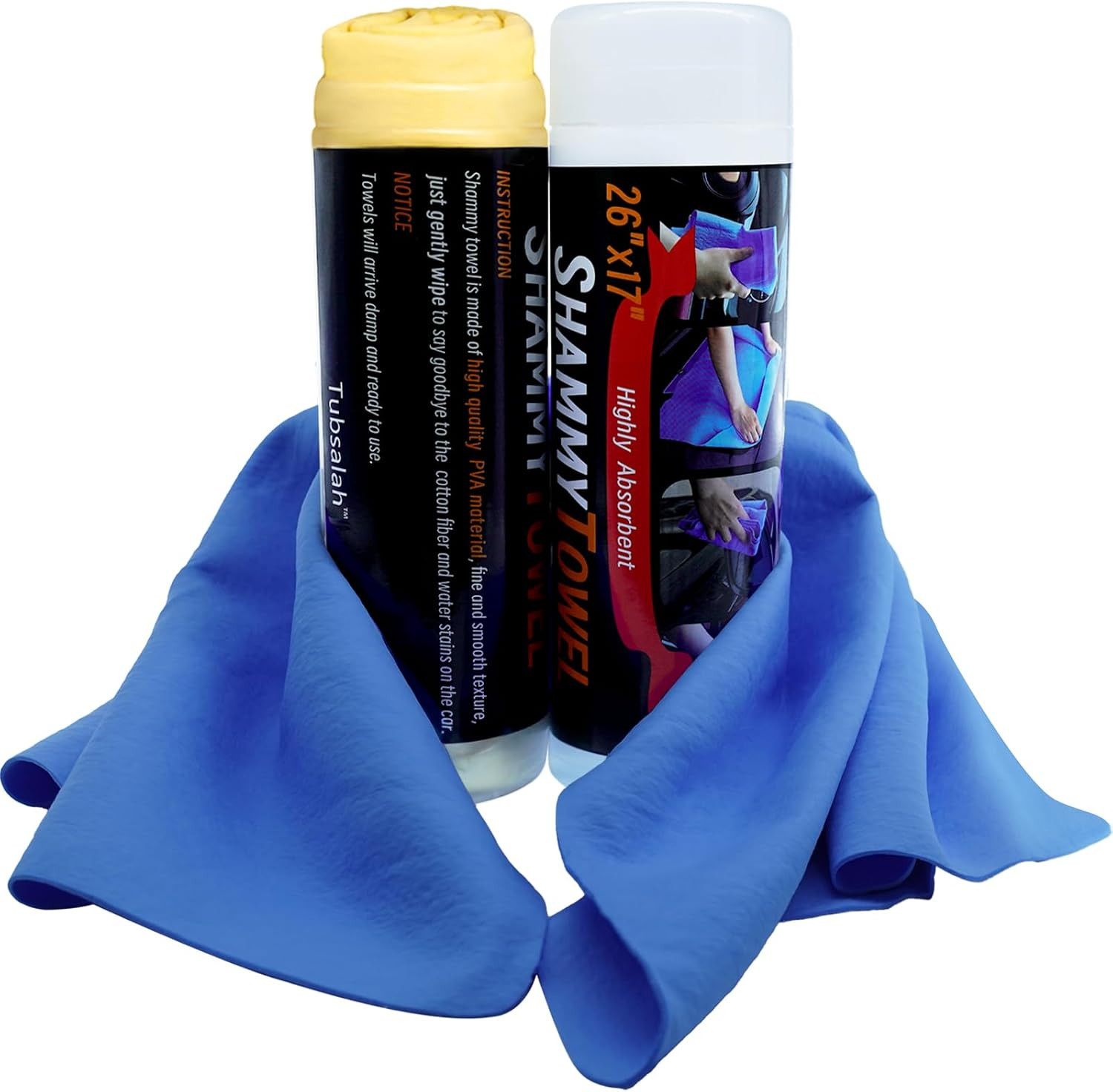 Shammy Cloth 2 Pack | Super Absorbent Synthetic Chamois, 26X17, for Car, Bathroo