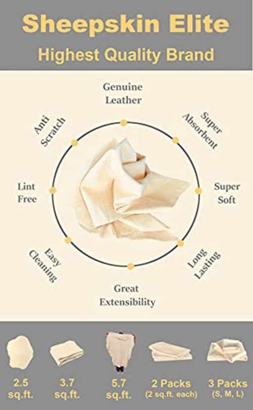Chamois Drying Cloth Car Drying Towel Real Leather Super Absorbent 2.5 sq. ft.