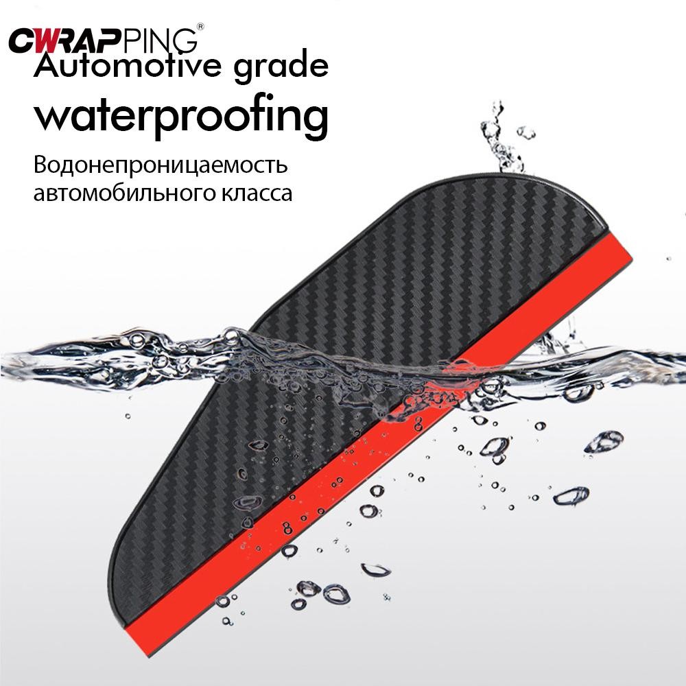 2pcs Car Rearview Mirror Rain Eyebrow Carbon Fiber Sun Visor Shade Cover Protect
