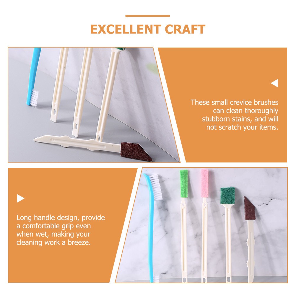 Bathroom Brush Polyester For Households Kitchen Cleaning 7Pcs 5.3×0.6in