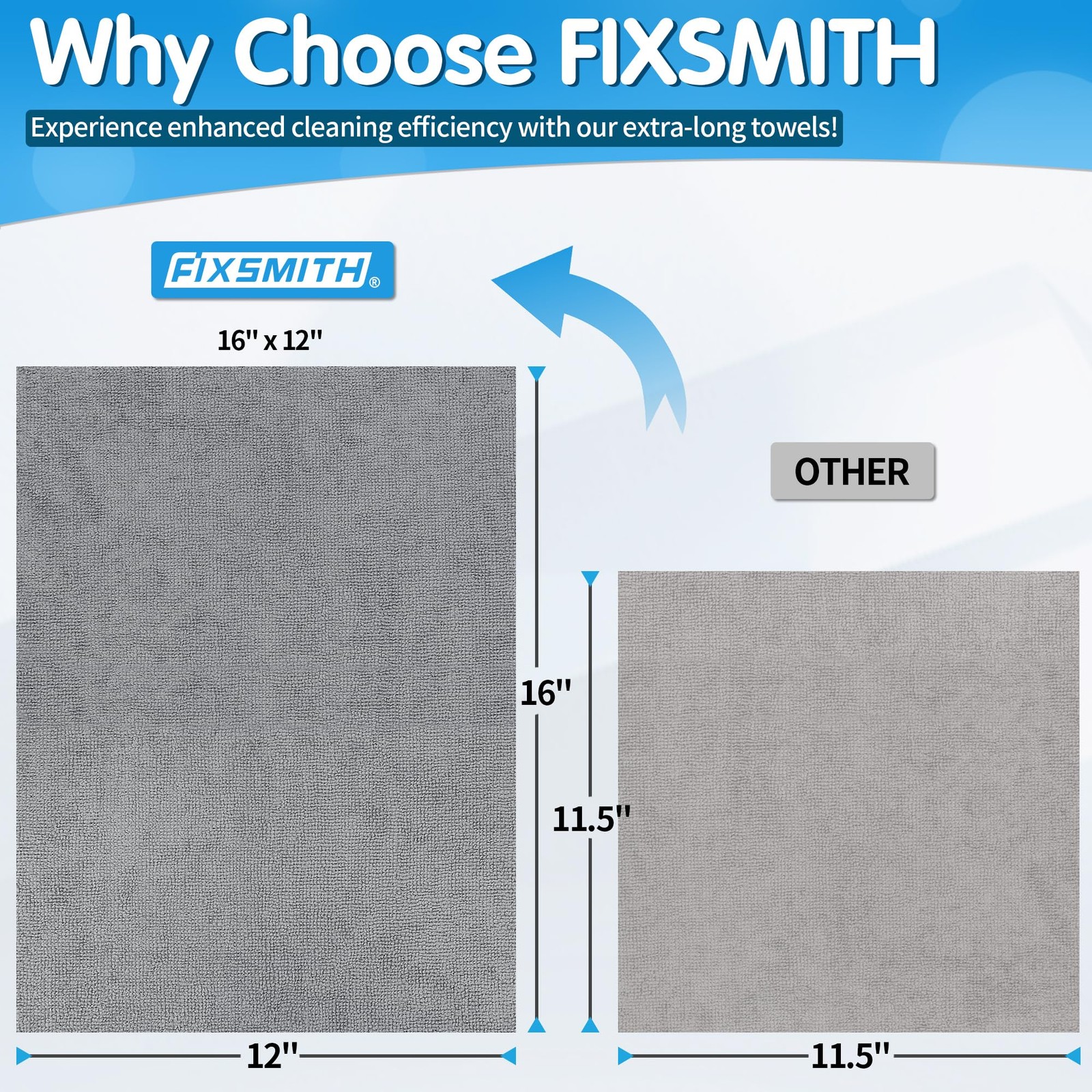 FIXSMITH Grey Microfiber Cleaning Cloth Pack of 50 16 X12 Cleaning Rags for
