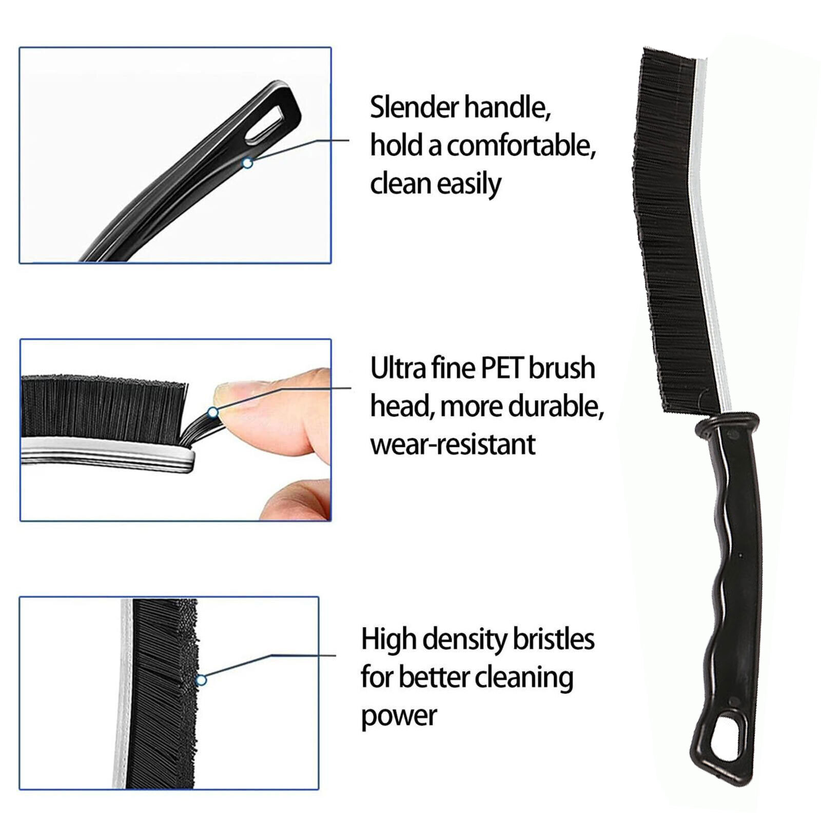 2X Hard Bristle Recess Crevice Cleaning Brush Household Tools Gap Cleaning Brush