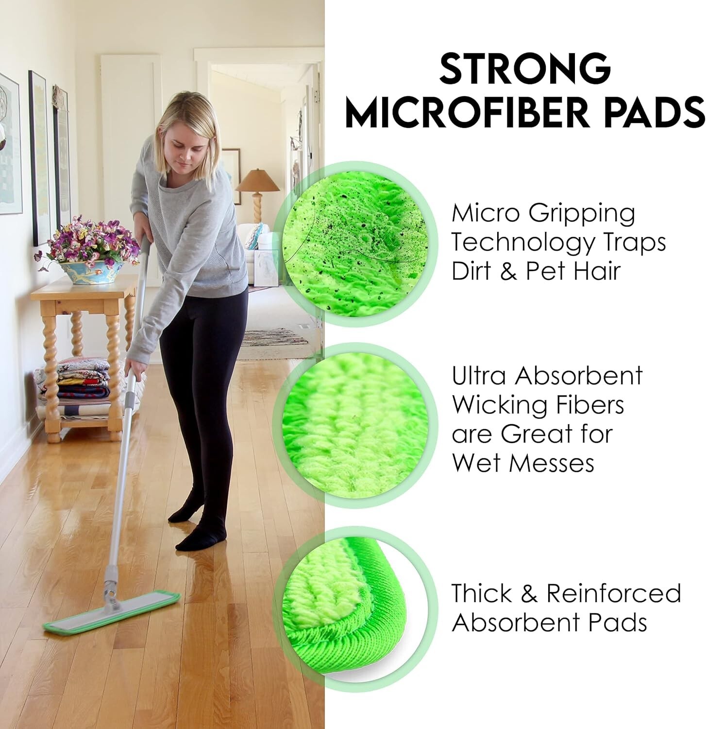 Turbo Mop Microfiber Mop for Floor cleaning- Tile & Wood Floor 4 Reusable Pads